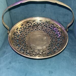 Vintage Homan Plate on Nickel Silver Centerpiece SERVING DISH